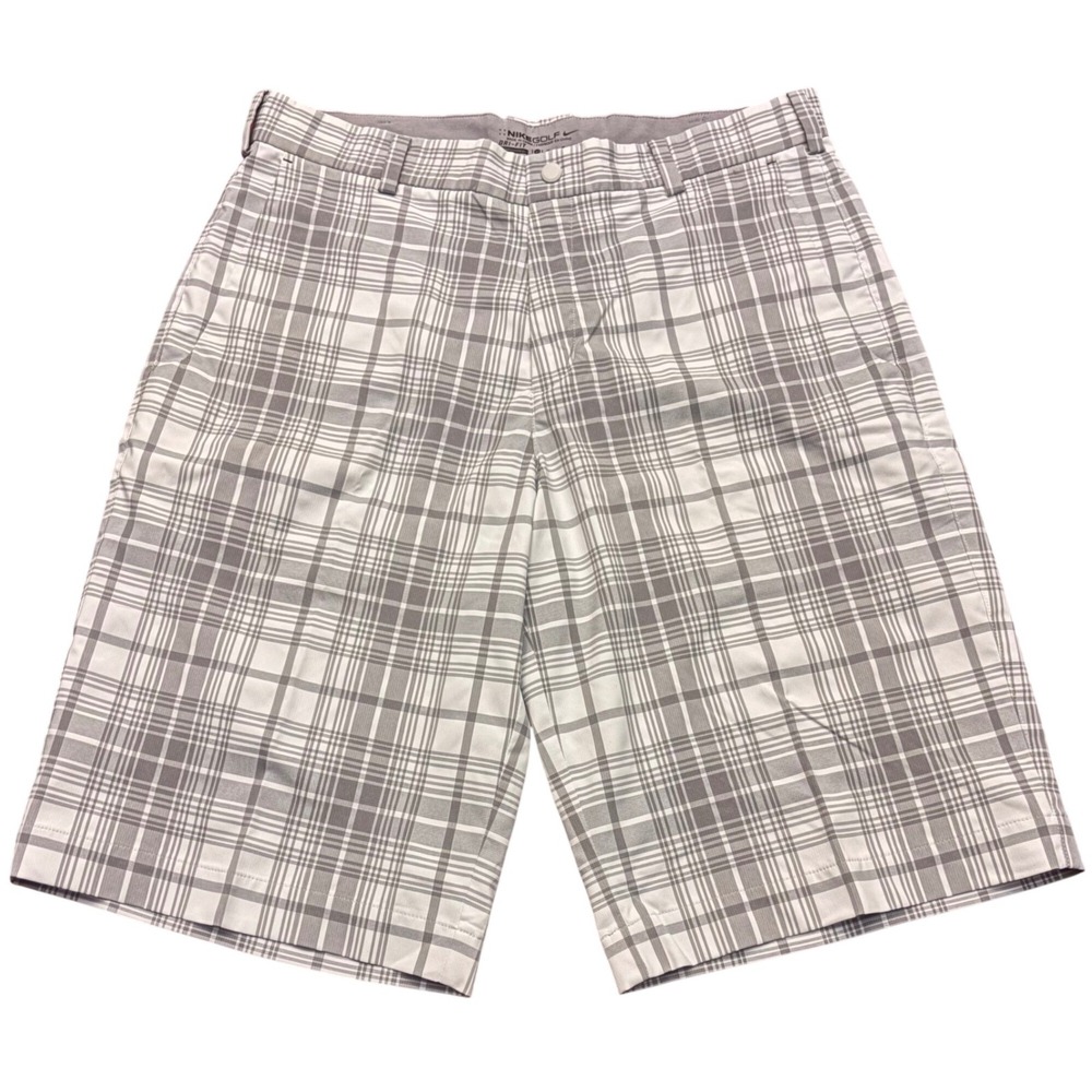 Nike Golf Dri-FIT | Plaid Shorts | Mens 32 | Grey White Check | Stretch